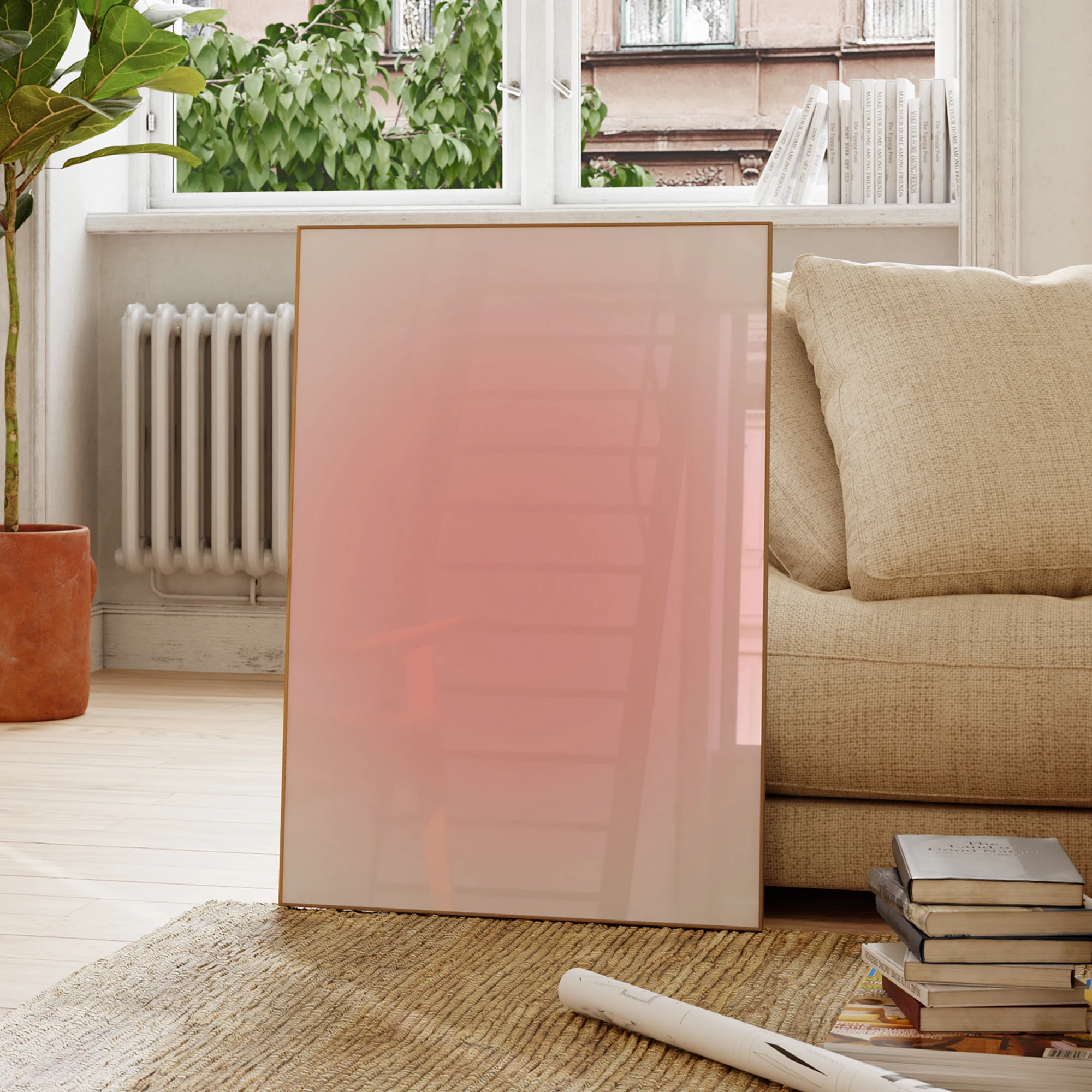 Modern Pink Glow Aura Abstract Blur Canvas Art Print