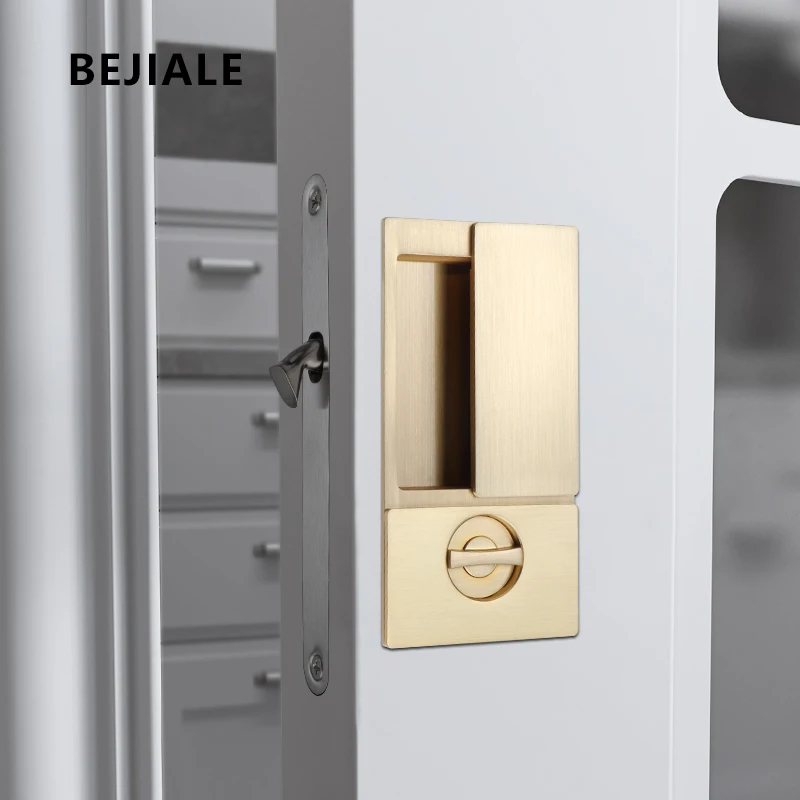 Sliding Door Flat Sliding Door Lock Embedded Pocket Hook Lock Handleless Balcony Folding Modern Silent