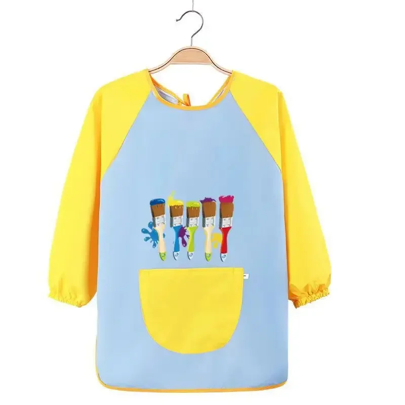 Children's Apron Waterproof Painting Coat Studio Printed Boys Girls Kids Cover up Clothes Feeding Apron Child Clothing