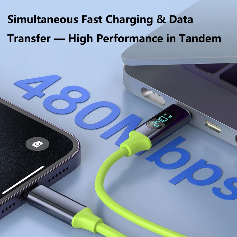 Ultra-Durable Liquid Silicone Type C Fast Charging Cable with LED Display