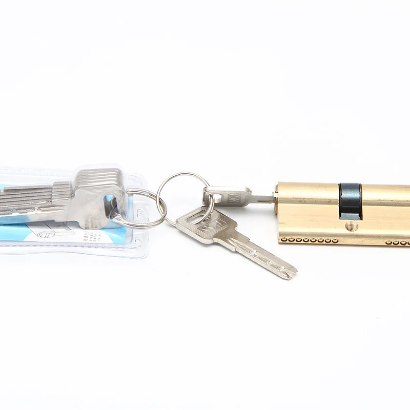 70mm With 8 Keys Thumb Turn Euro Profile Cylinder Barrel Lock Brass Satin Nickel Finish door lock cylinder