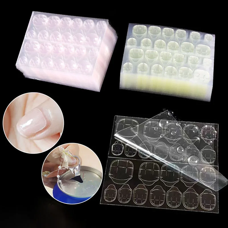 Nail Glue 10 Sheets Double Sided Nail Glue False Nails Accessories Reusable Adhesive Fake Nails Sticker Manicure Tools