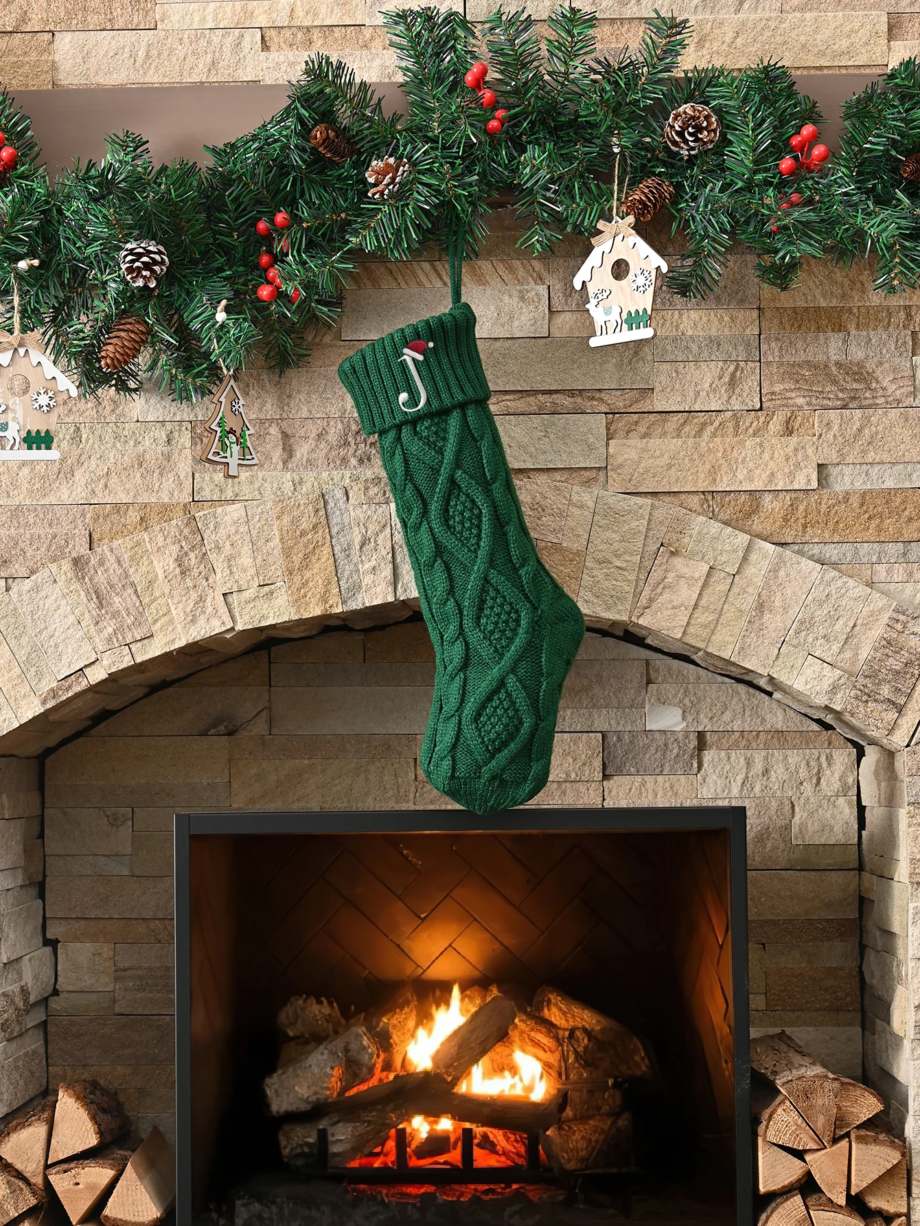 1PC Solid Color Elastic Diamond Pattern Christmas Stocking, Suitable for Christmas Decoration and Embellishment - Image 2