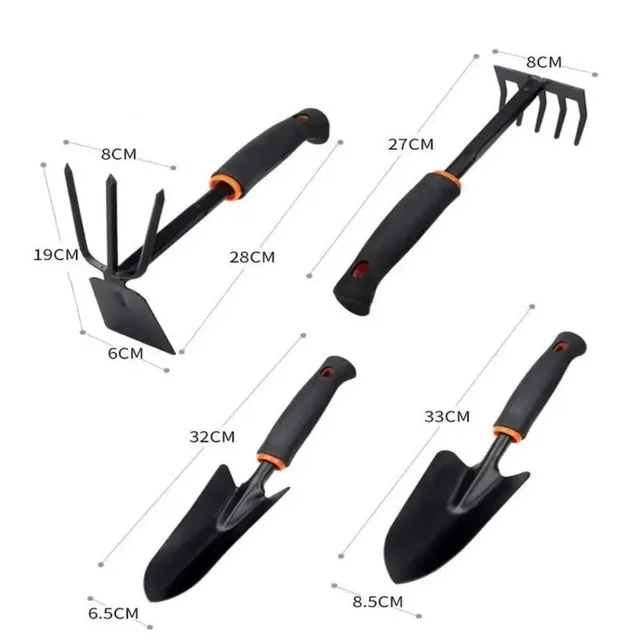 Durable metal gardening trowel with ergonomic black handle and orange decoration - perfect for planting flowers and vegetables. 4