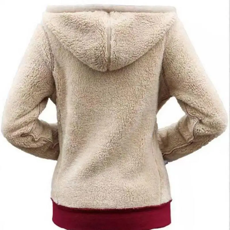 Winter Cashmere Women's Hoodie Tops Solid Plus Size Cotton Zipper Cardigan Cashmere Thickened Casual Coat Sweatshirt