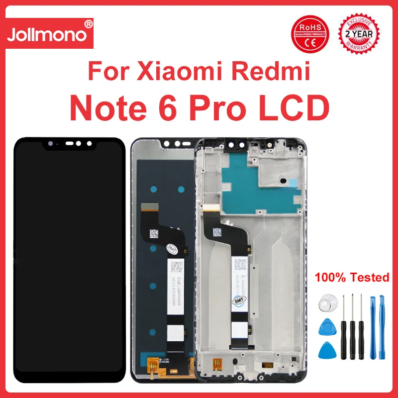 

Screen for Xiaomi Redmi Note 6 Pro M1806E7TG Lcd Display Touch Screen Digitizer with Frame for Redmi Note 6 Pro Screen