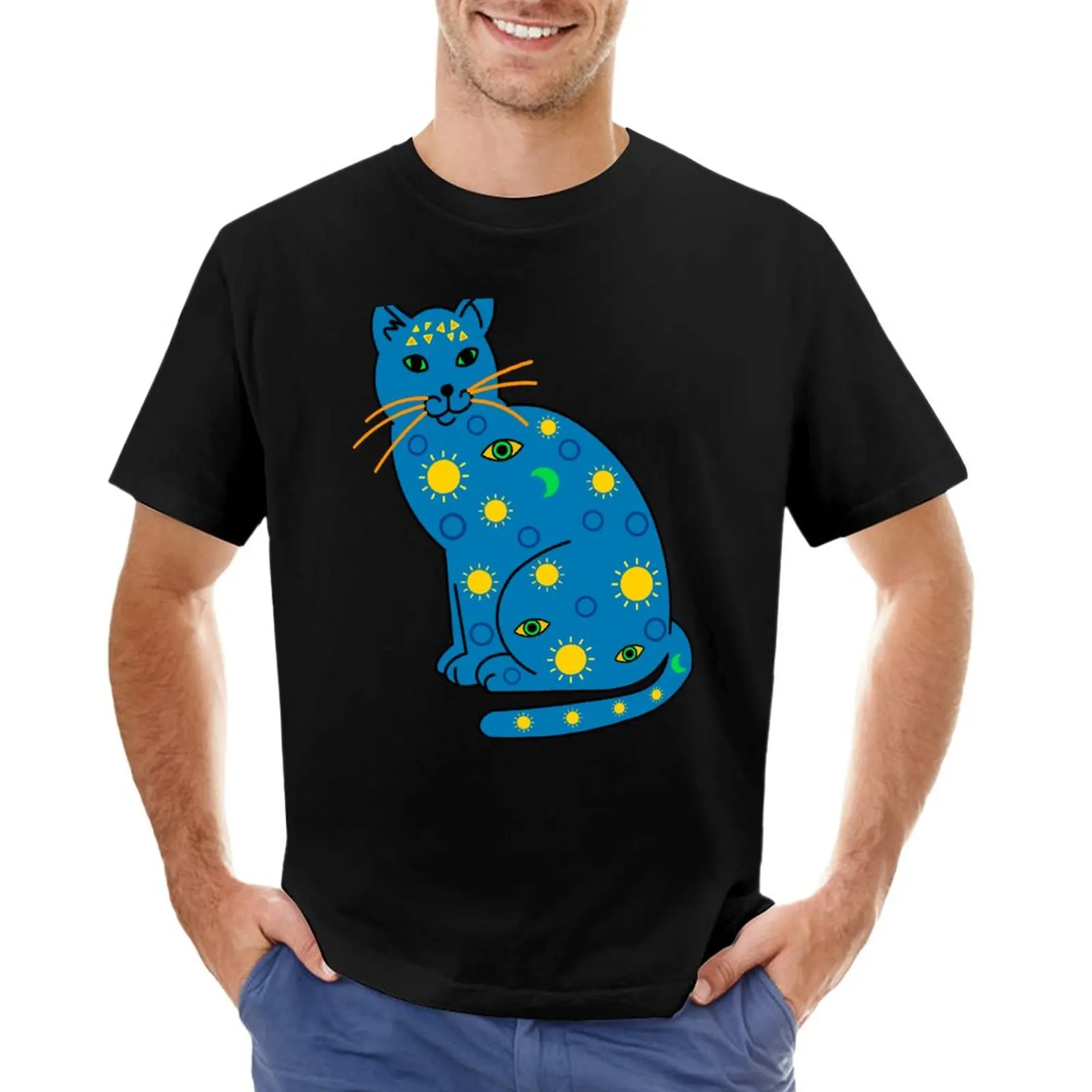 

Lucky Blue Cat T-Shirt cute clothes heavyweight t shirts plain t-shirt mens graphic t-shirts big and tall