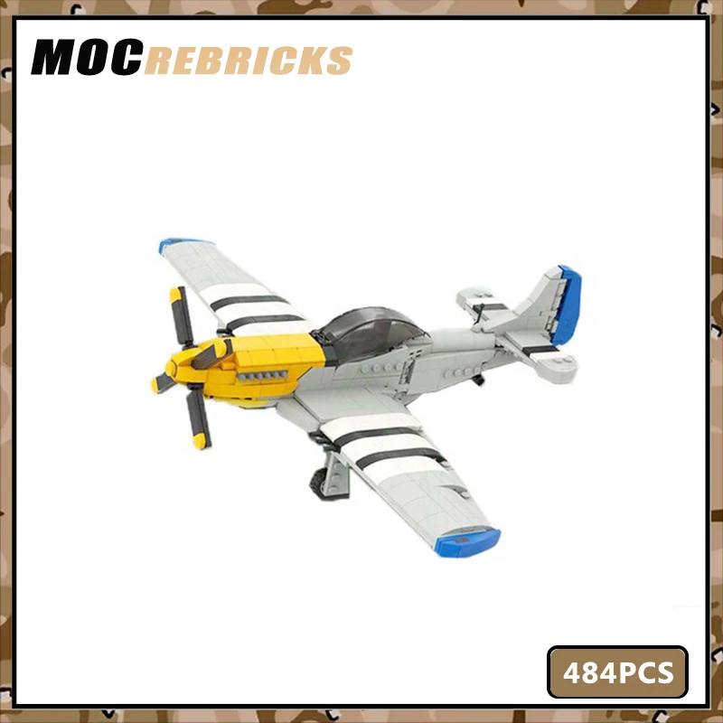 Moc Military Series P-51 Mustang Ww Ii Assemblaggio Di Aerei Building Block Model Suit Giocattoli Per Bambini Puzzle Educativo Regali Di Natale