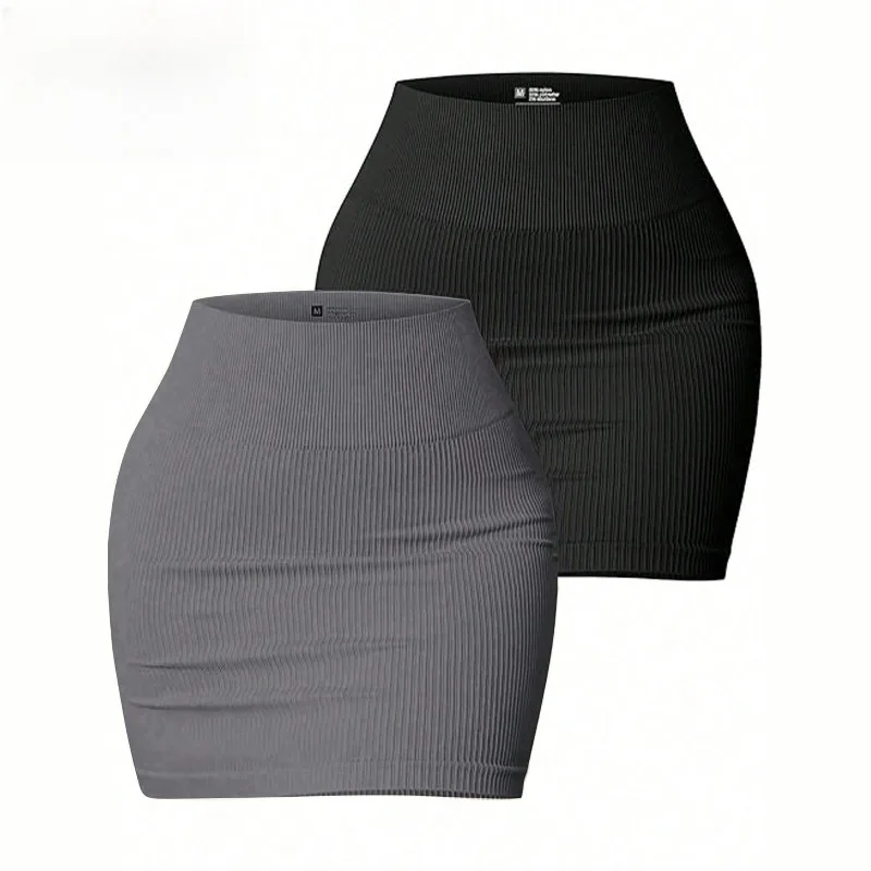 Women Seamless Solid Color Hip Wrap Skirt Tummy Control Anti Chafing Yoga Skirt Slim Fit Casual Butt Lift Fashion Mini Skirt 3