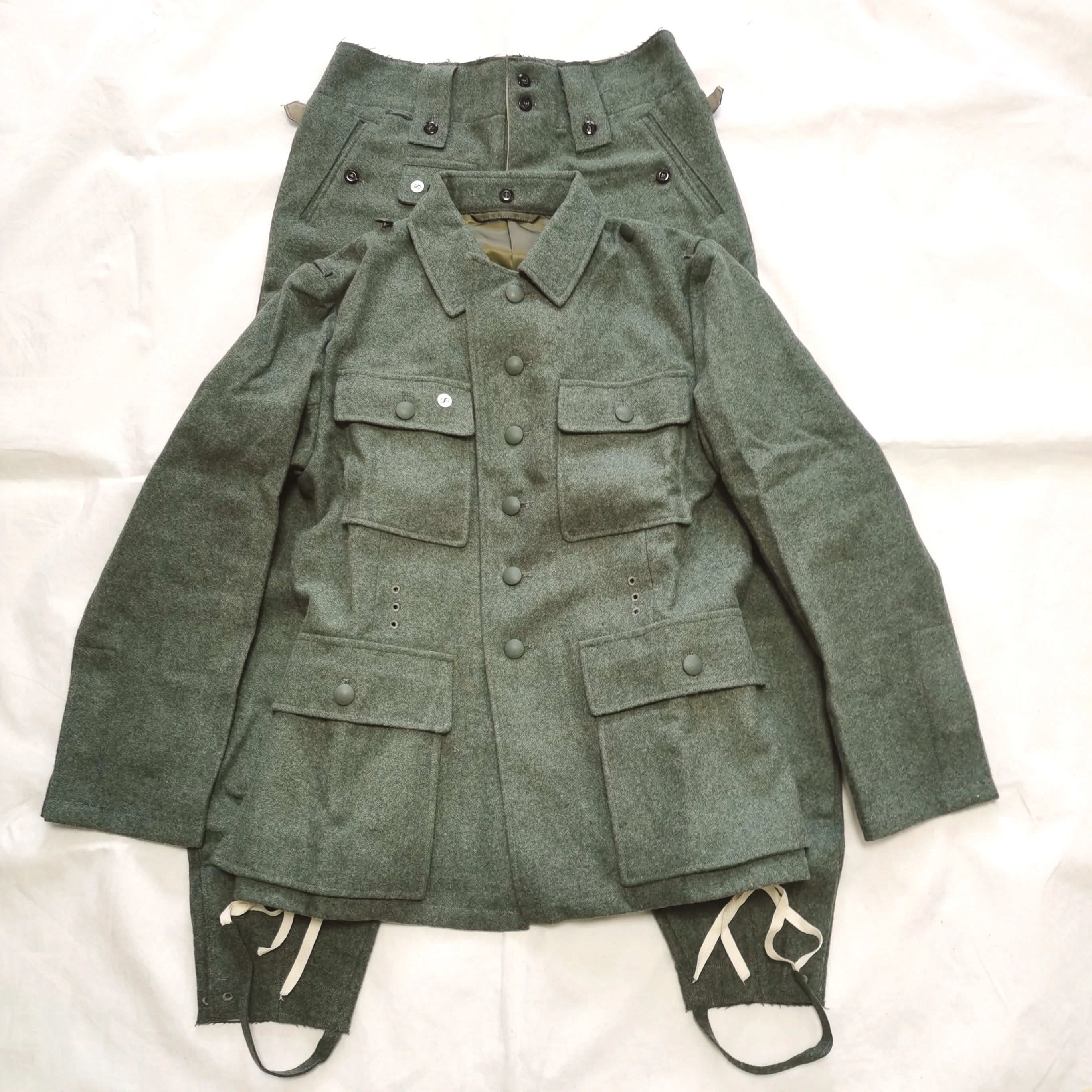 Reenactment GERMAN 1943 M43 WH EM FIELD RETRO GREY WOOL TUNIC & TROUSERS SET Military Uniform High Quality
