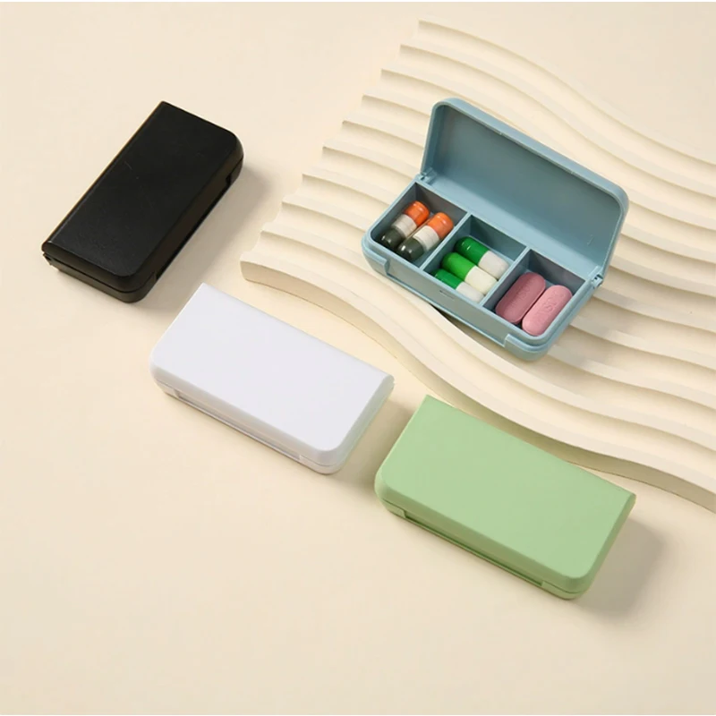 Compact Portable Pill Organizer - Cute Travel Medicine Storage Box with Three Compartments