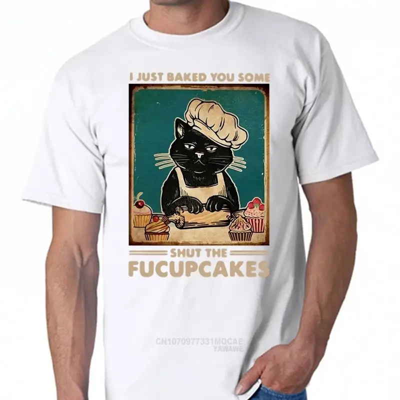 Футболка Мужская/женская с коротким рукавом и забавным черным котом