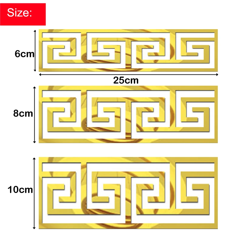 Self Adhesive Wall Stickers 20pcs Waist Line 3D Mirror Wall Stickers For Living Room Creative pattern Edge Strip Self Adhesive DIY Wall Stickers Home decor