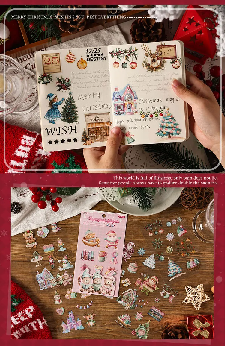 6sheets Snow Night Ode Series Kawaii Christmas Snow Night PET Sticker Creative Decoration DIY Diary Scrapbook Aesthetic Supplies