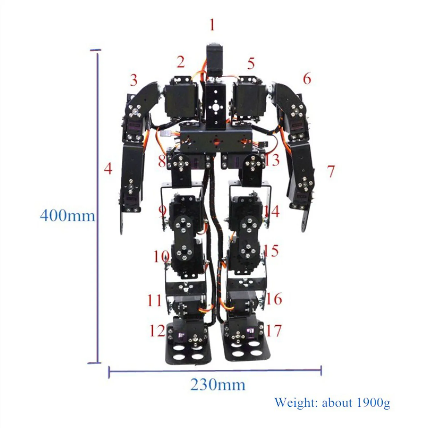 17DOF Biped Robotic Educational Robot Humanoid Kit Servo Bracket Ball Bearing 