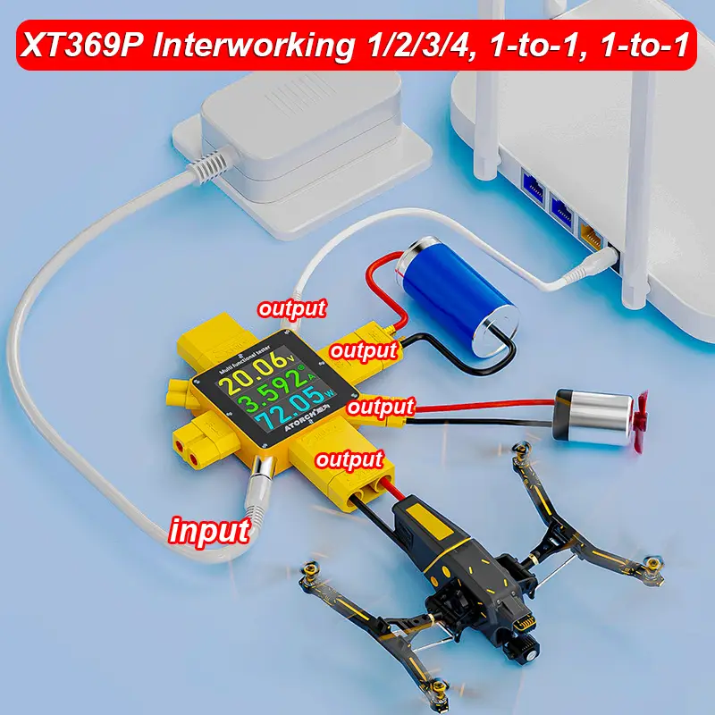 XT369P DC4.5-80V 50A Digital Voltmeter Ammeter XT60 XT30 XT90 Plug Wattmeter Current Capacity Tester Model Aircraft Power Meter image 4