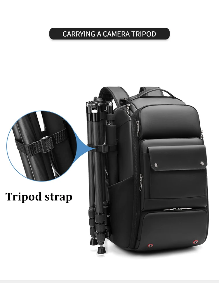 Men travel Professional SLR camera backpack With tripod bracket Detachable into a Anti-theft 40L travel 17 inch Laptop Backpack 5