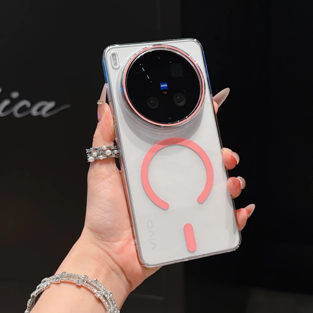 HD Clear Magnetic Phone Case with Shockproof Bumper and Wireless Charging Compatibility
