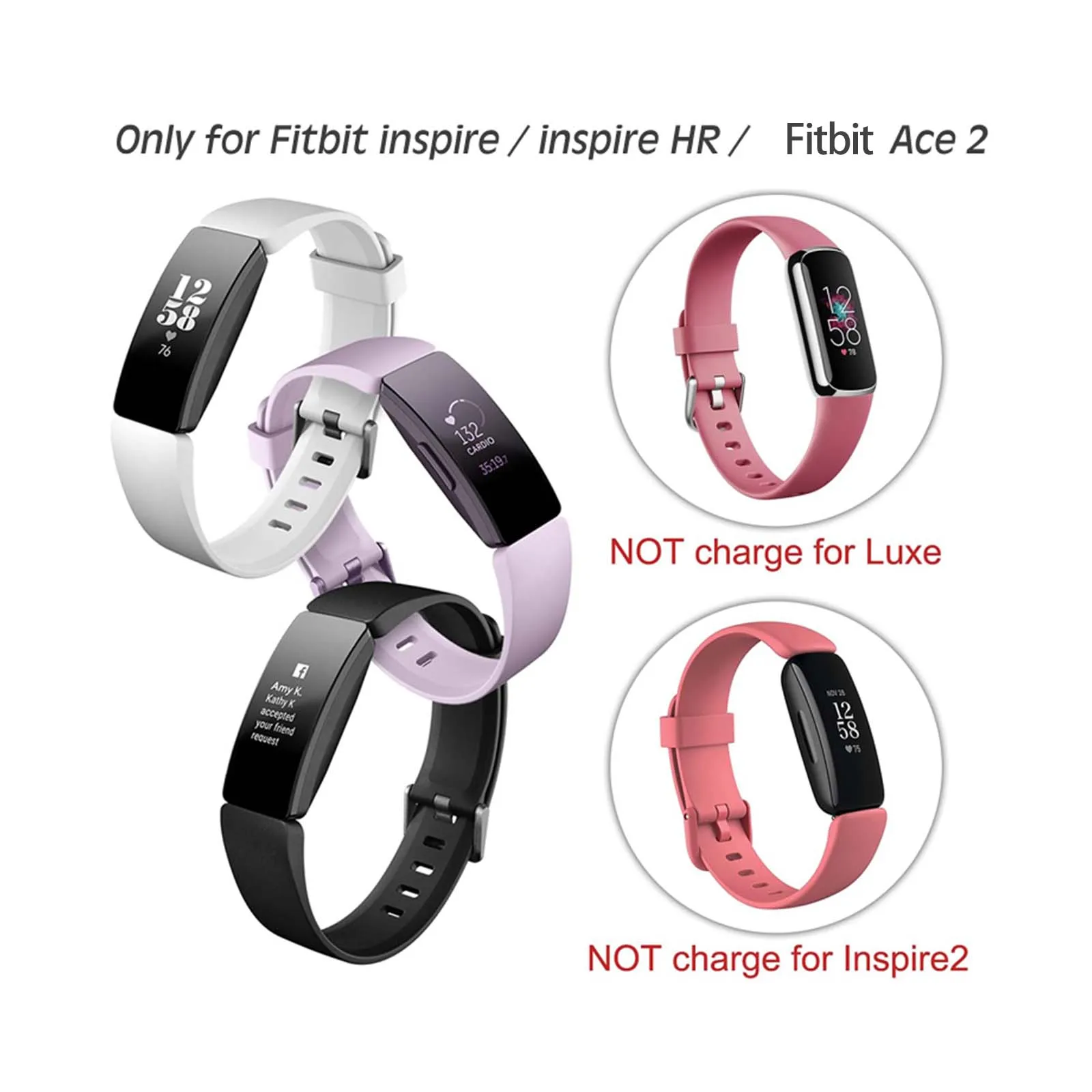 Fitbit Inspire HR, Fitbit Inspire, Fitbit Ace 2  , Fitbit Inspire  Inspire HR ü USB  ̺ ڵ