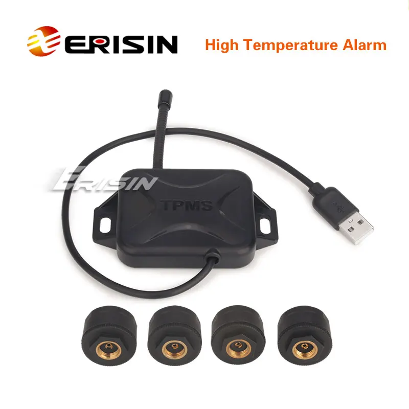 ERISIN USB TPMS module bandenspanning 4 sensor voor Android 10/11/12/13 autoradio