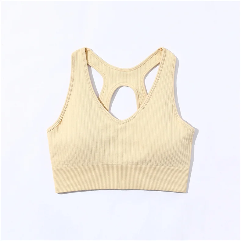 SVEIC Ribbed Sports Bra Yoga Seamless Underwear Gym Tops Women Sportswear Outdoor Vest Fitness Training Running Workout Clothing