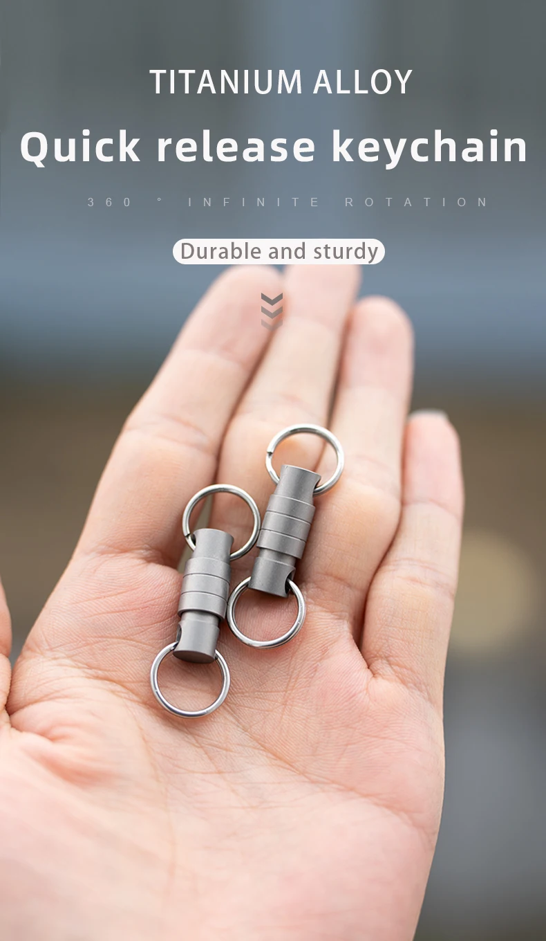 MINI Titanium Alloy Rotating Ring Buckle Keychain Waist Belt Buckle Spring Locking Keyring Outdoor Tool EDC Tool