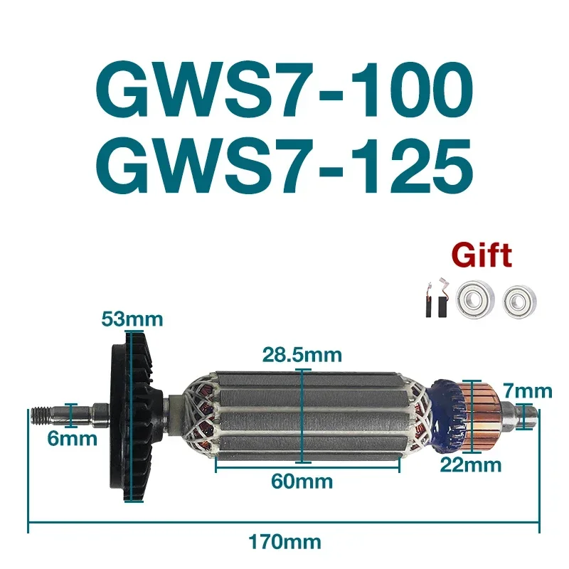 AC220-240V Armature Stator for Bosch GWS7-100 GWS7-125 Angle Grinder Rotor Anchor Stator Replacement Parts Power Tools