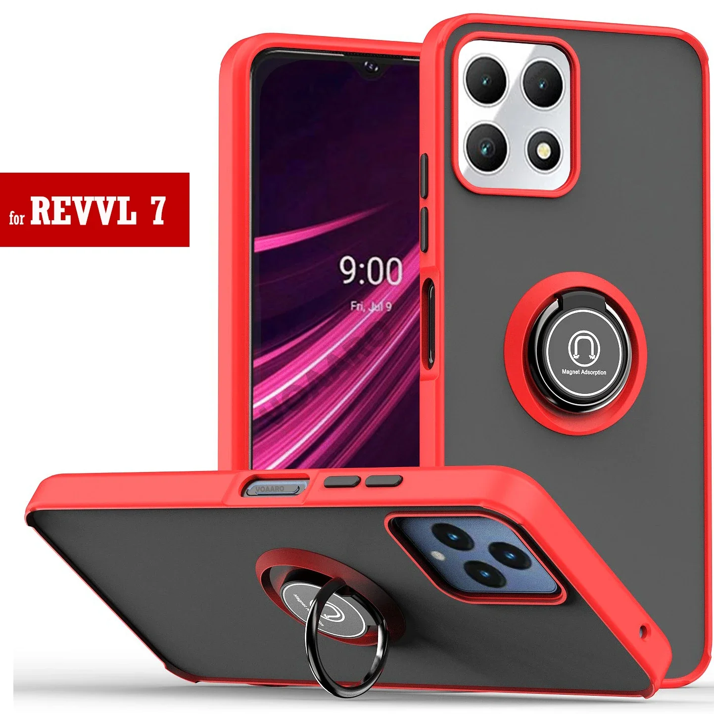 Matte Half Clear Magnetic Ring Stand Holder Armor Case Cover