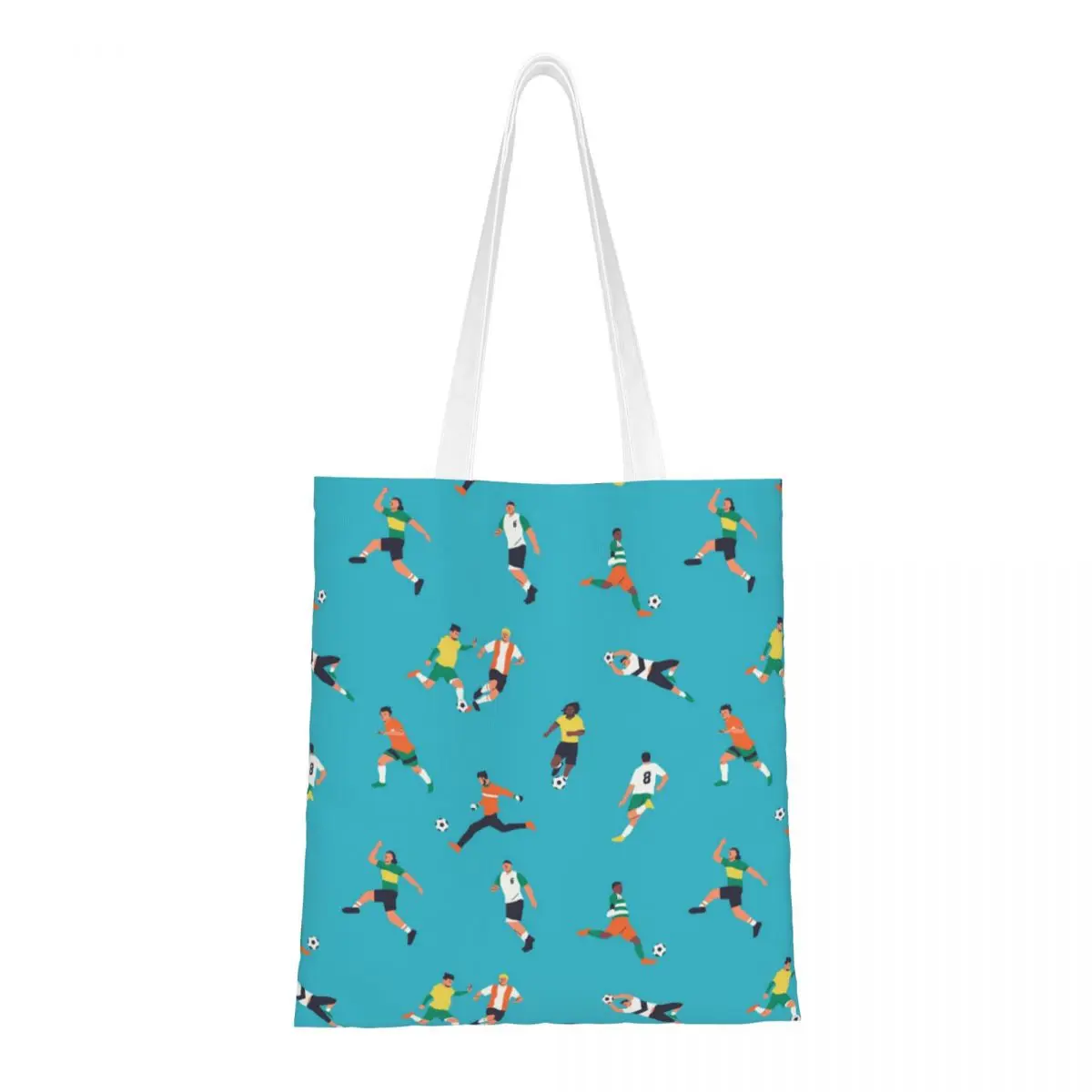 

Football Soccer Player Pattern Canvas Tote Handbag Grocery Bags Large Capacity Shopper Bags for Women
