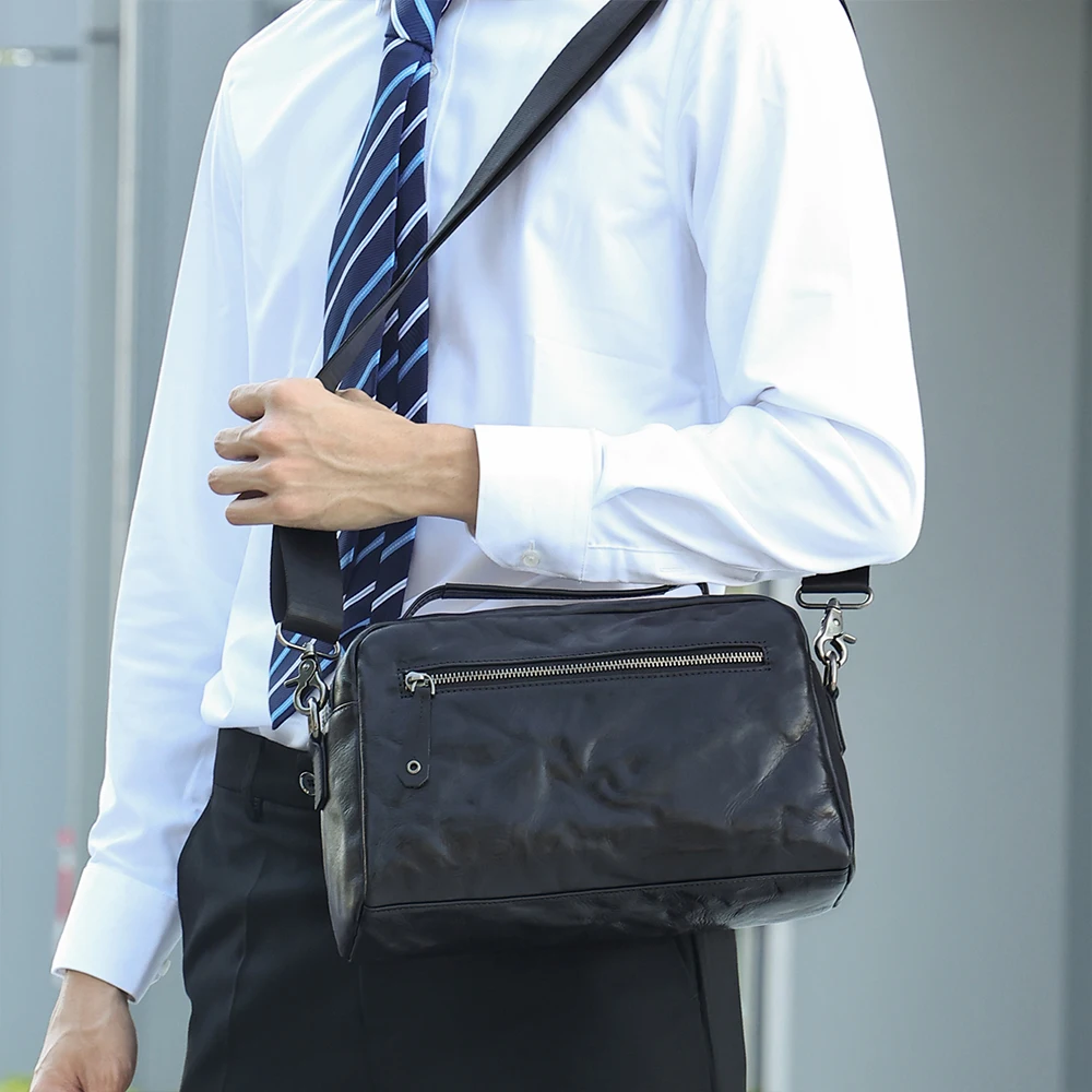 

Vegetable tanned leather handbag men's cowhide business shoulder bag genuine leather trend crossbody bag for men