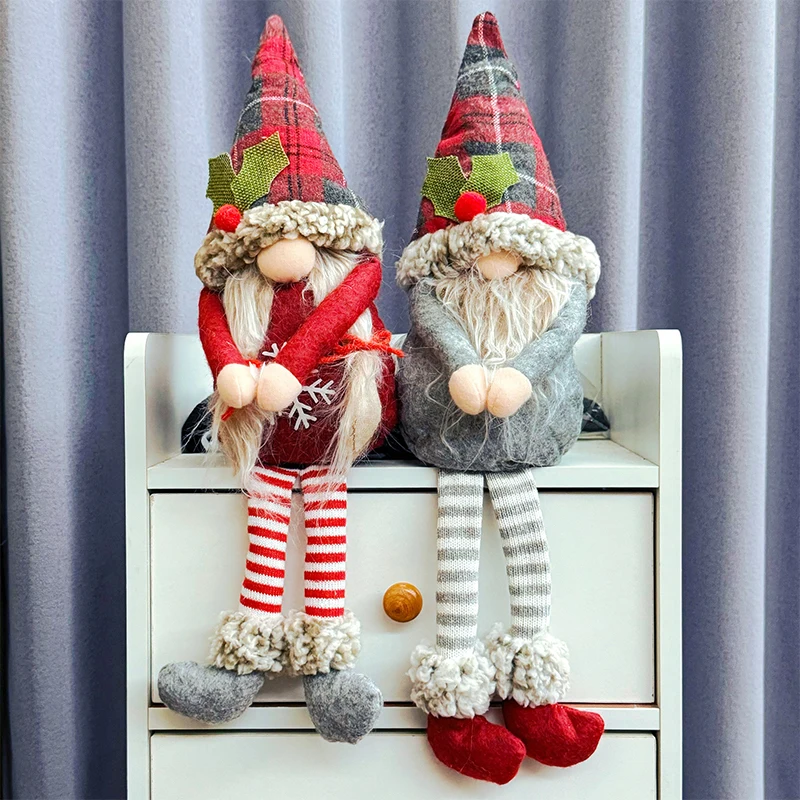 Christmas Gnome Window Curtain Tiebacks Cute Plush Faceless Doll Tieback Buckle Xmas Ornament Props Home Decoration Accessories