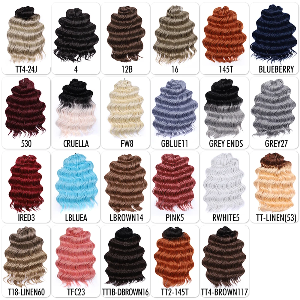 Synthetic Twist Crochet Curly Hair 16 Inch Deep Wave Braid Hair Ombre Pink Blonde Brown Water Wave Braiding Hair Extensions 1