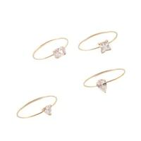 Stainless Steel Shinny Round/Heart/Waterdrop/Square Shaped Zircon Thin Ring for Women Wedding Jewelry 1