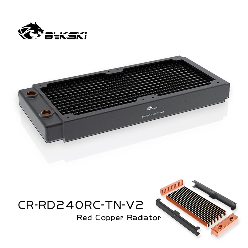 Bykski-radiador Fino com Suporte de Cobre Vermelho 120 mm Fan 240 mm 360 mm 480 mm 14 Fpi 120 mm Fan Water Cooling Liquild Cooler Row 30 mm - Imagem 6