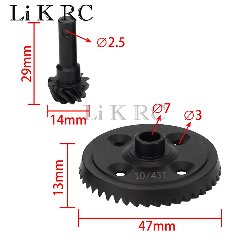 

Racing Steel Differential Gear Diff Gear 43T 10T Supper Pinion Bevel Gear Set Spiral Gear for 1/8 SLEDGE #9579