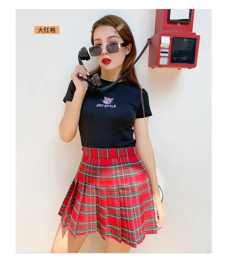 blue skirt Japanese Schoolgirl Cosplay JK Uniform Plaid Women Pleated Skirts Summer High Waist Mini Skirt Sexy Cute A Line Harajuku Clothes tweed skirt