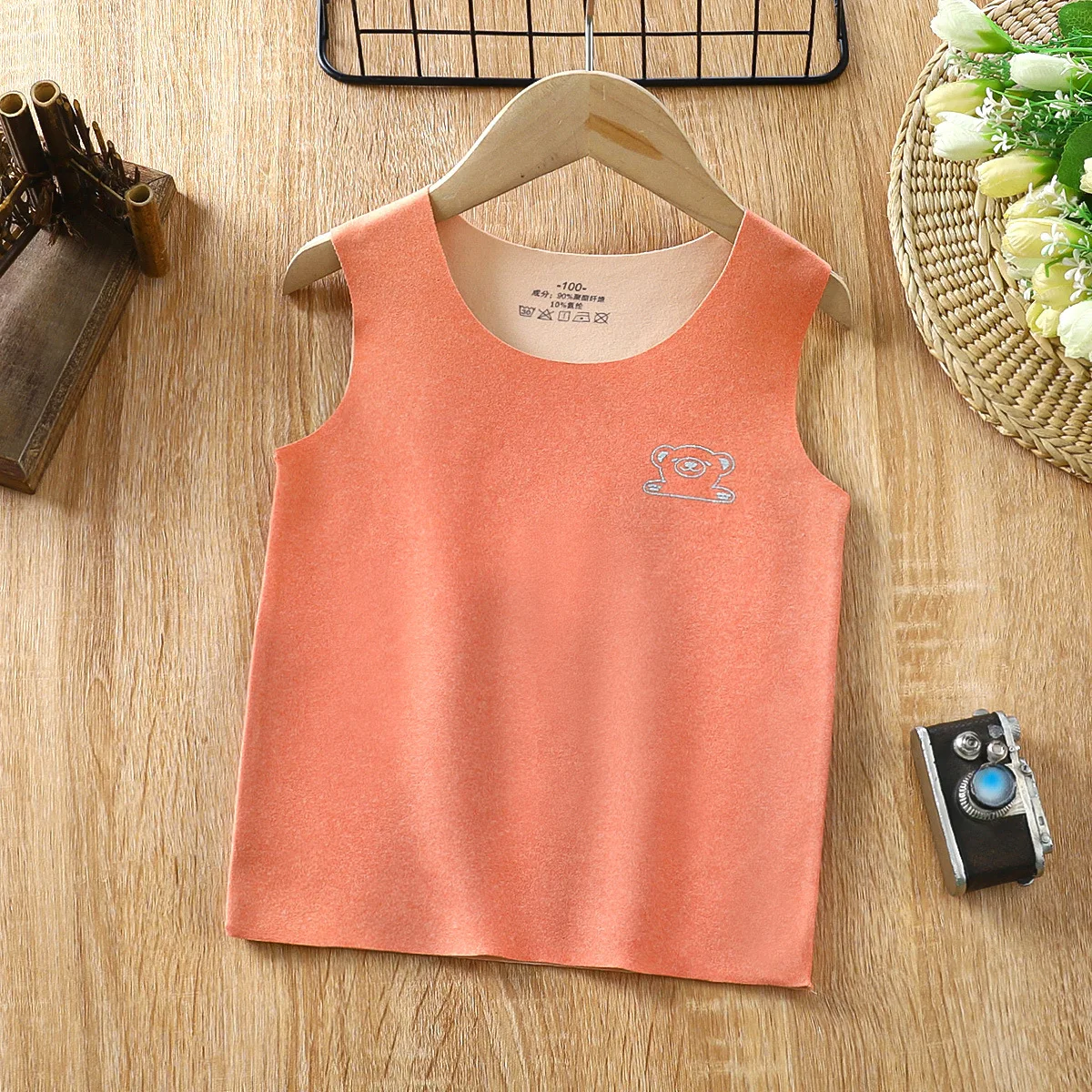 Children's Pajamas Warm Solid Color Shoulder Undershirt Fall and Winter Kids Cotton Padded Underwear 2 To 18 years