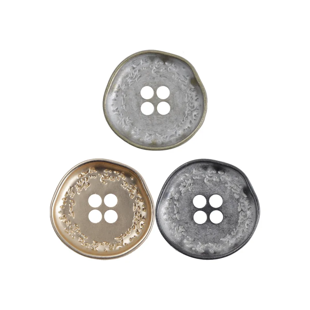 10개/세트 15-25mm 네 눈 모양 금색 밀 이삭 레트로 정장 재킷 바람막이 금속 단추 카디건 단추 N838