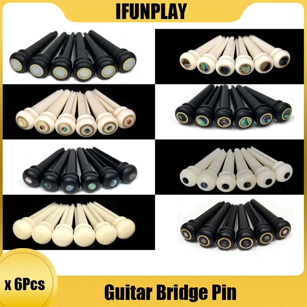 Real Bone Acoustic Guitar Bridge Pins Bone Ebony Bridge Pin with Brass Circle Folk Guitar Replacement Accessories 6pcs guitar accessories,acoustic guitar bridge pins