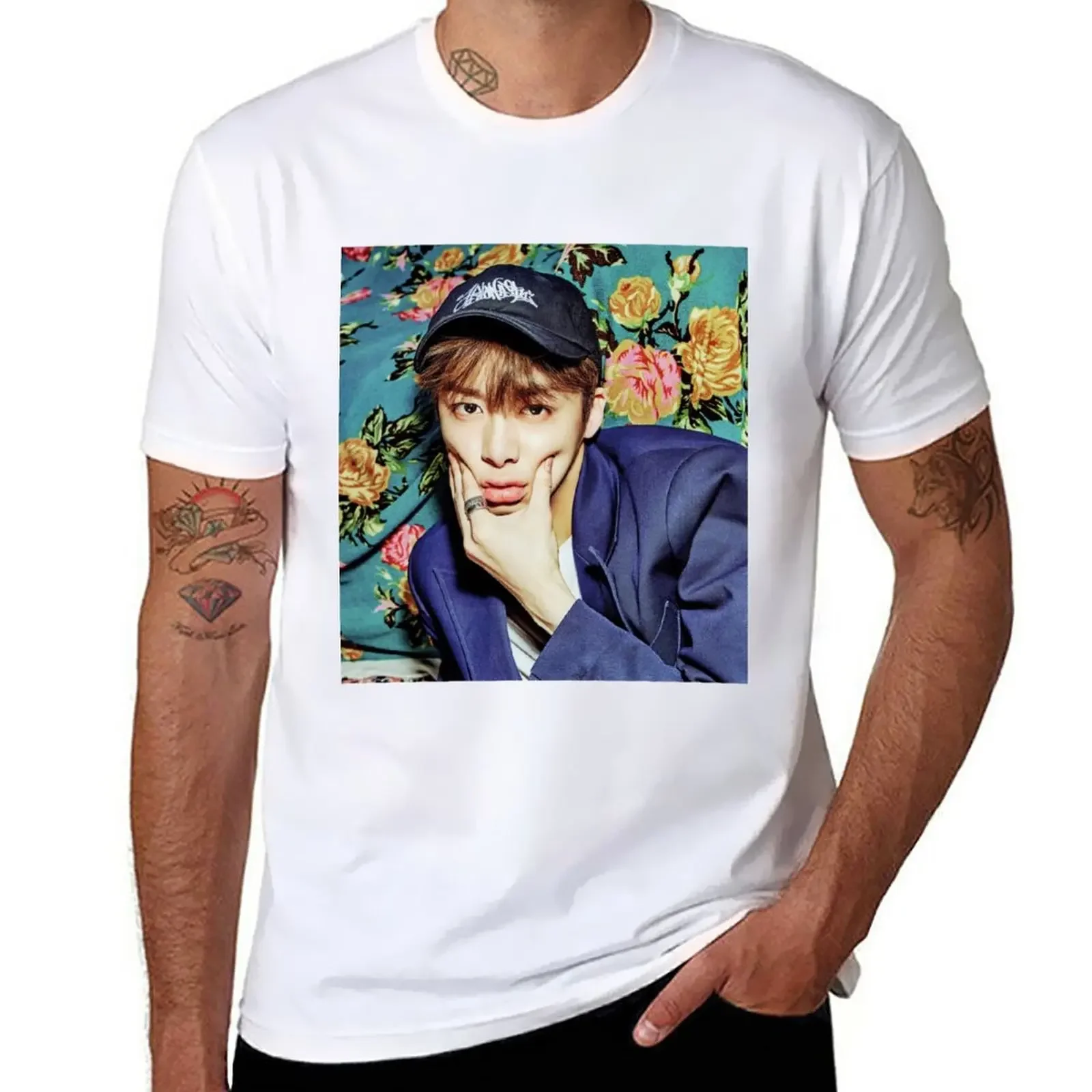 Футболка MonstaX hyungwon, кавайная одежда, корейские модные летние топы, простые мужские футболки