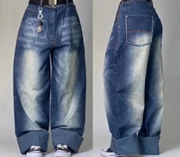Street Vintage Jeans New Y2K Harajuku Wash Blue Multiple pockets Baggy Jeans Denim Pants Mens Womens High Waist Wide Trousers - Image 5