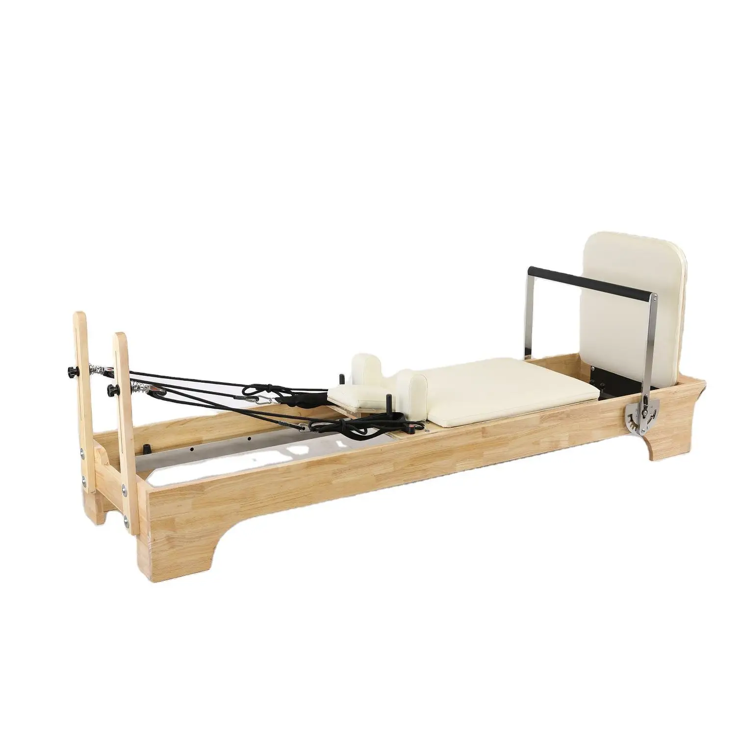 Body Building Gym Home Fitness Equipment Esercizi Personalizzati Oak Wood White Leather Core Reformer Pilates