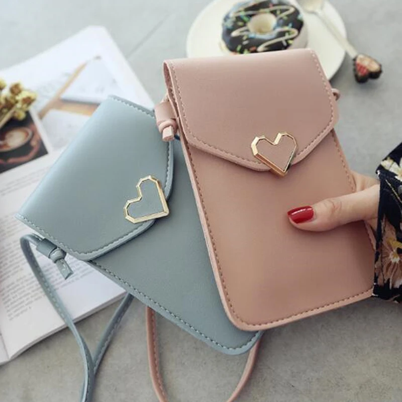 Shoulder Bag Ladies Handbag Crossbody Bag Mobile Phone Bag Women Bag For Phone Transparent Women Coin Purse Cross Shoulder Bag Girls Cute Phone Bags Mini Heart Type Hasp Mobile Pouch