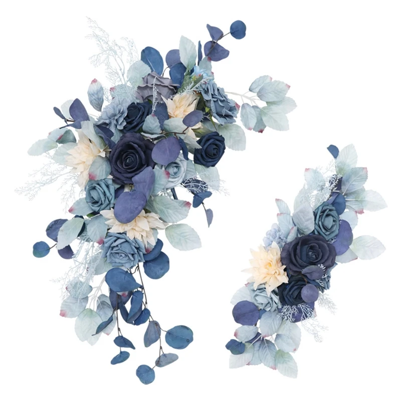 

Искусственная цветочная арка, цветочная композиция, набор из 2 угловых шелковых цветов для свадебной церемонии, вечеринки, фона