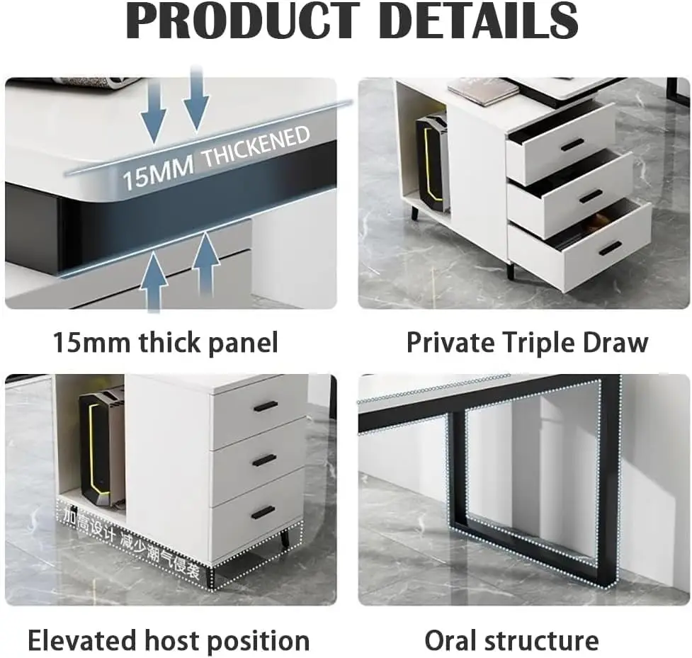مكتب تنفيذي مع خزانة تخزين 120x60 سم