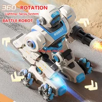 New Watch Remote Control Robot Smart Electric 2.4G Lighting Smoking 360° Rotation Lanuch Bullet Robot Toy Boy Kid Gifts 1