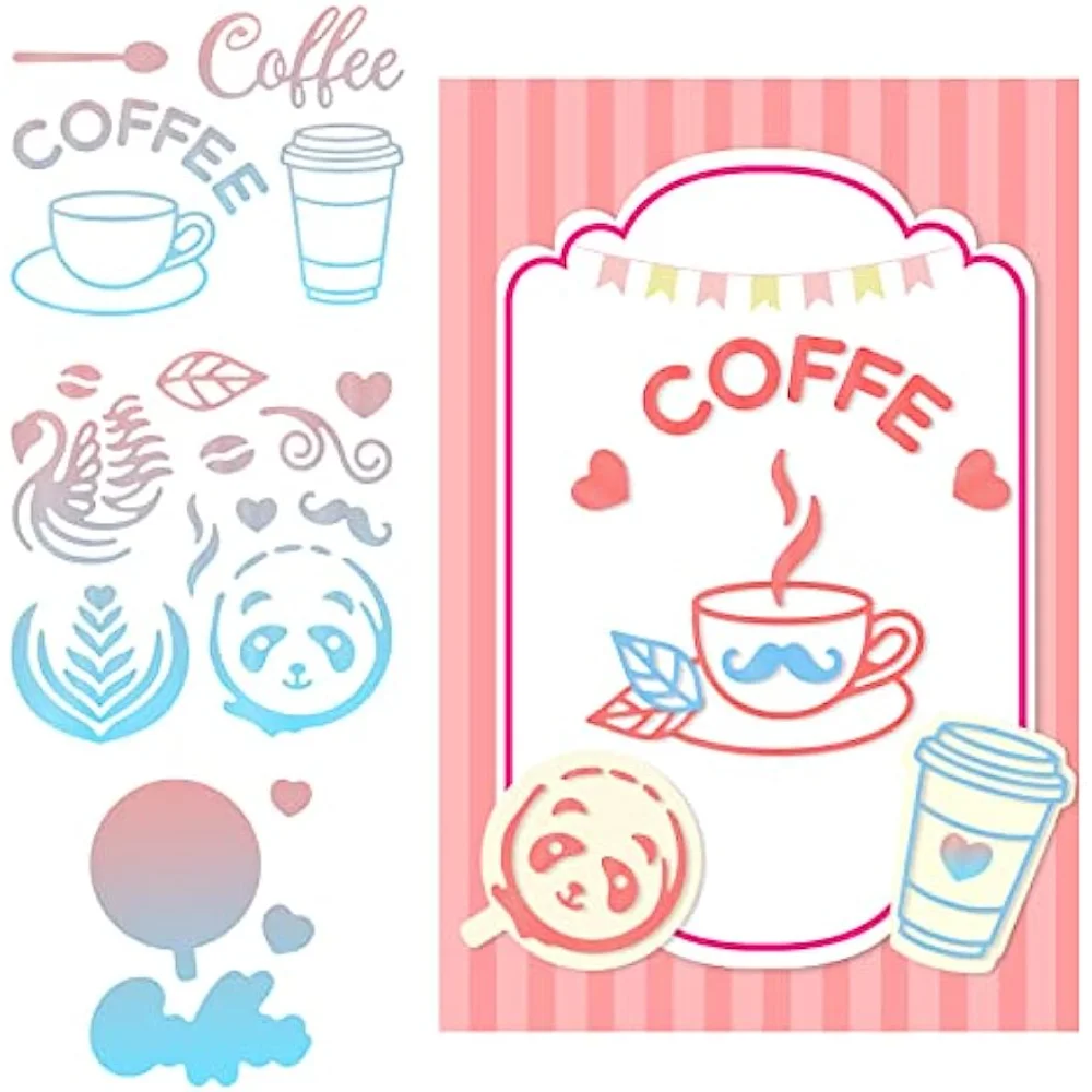 1Set Swan Coffee Latte Art Hot Foil Plate Per Tazza Da Caffè In Carta Stagnola Fai Da Te E Goffratura In Lamina Di Fagioli Per Scrapbooking Decor Salu