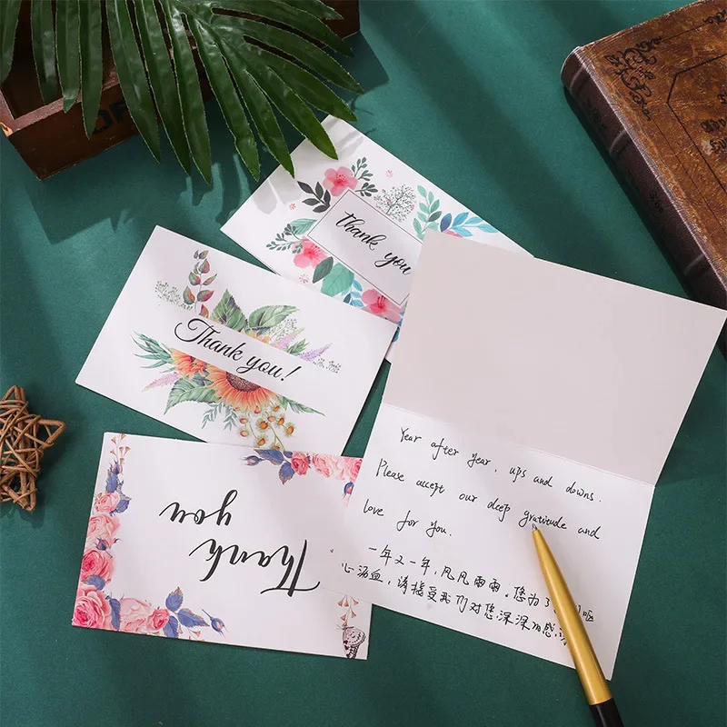 6pcs Thank You Cards with Envelopes 10x15cm Greeting Cards with flowers pattern for Wedding Baby Shower Graduation Gift
