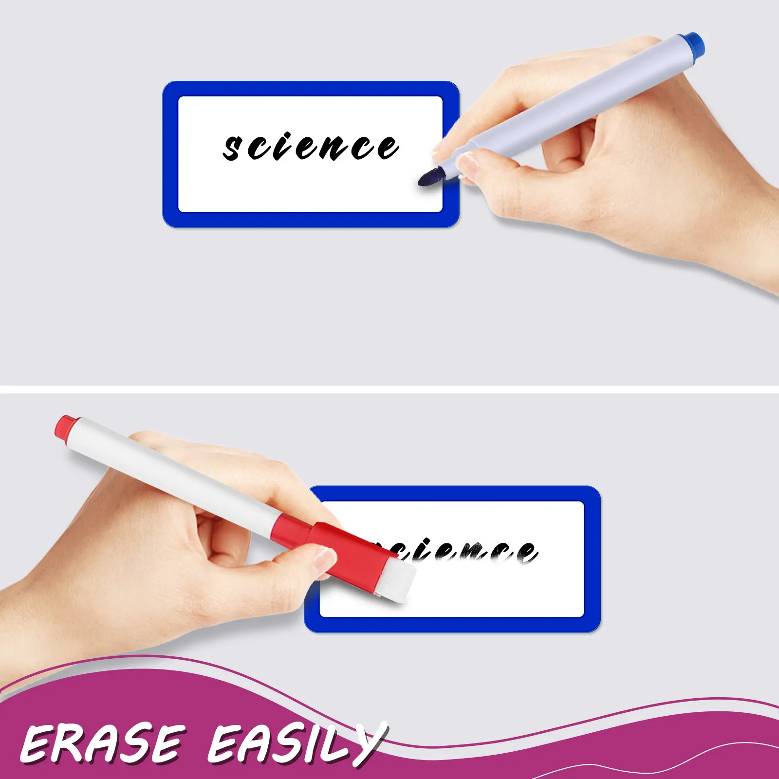 20Pcs 자기 건조 지우기 라벨 재사용 가능한 화이트 보드 스티커 10x5cm 교실 냉장고 선반 용 쓰기 가능 태그