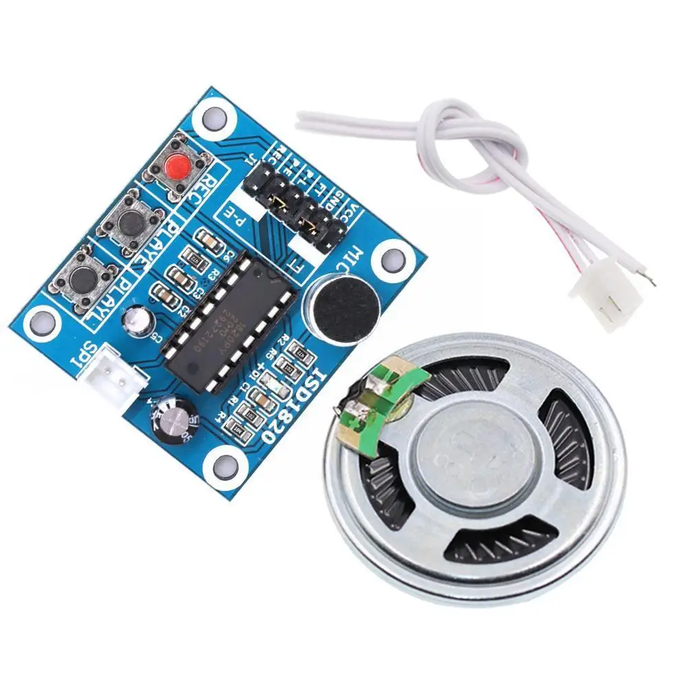 

Sound Recorder Module Voice Recording Module Multiplay ISD1820 Push Microphones Recordable Sound Loudspeaker Chip with Butt E7M5